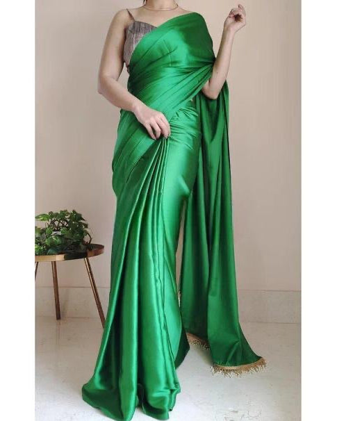 Mint Green Satin Saree