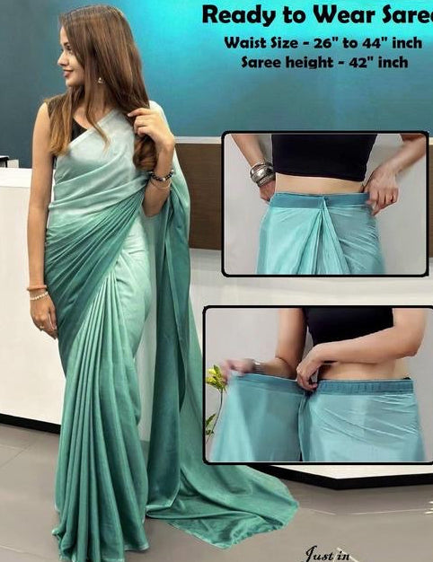 Ready to wear Dual Colour Satin Saree