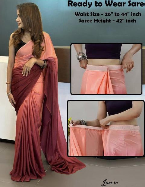 Ready to wear Dual Colour Satin Saree