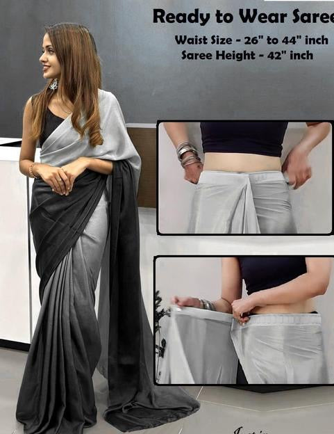 Ready to wear Dual Colour Satin Saree