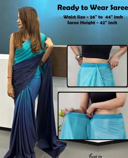 Ready to wear Dual Colour Satin Saree
