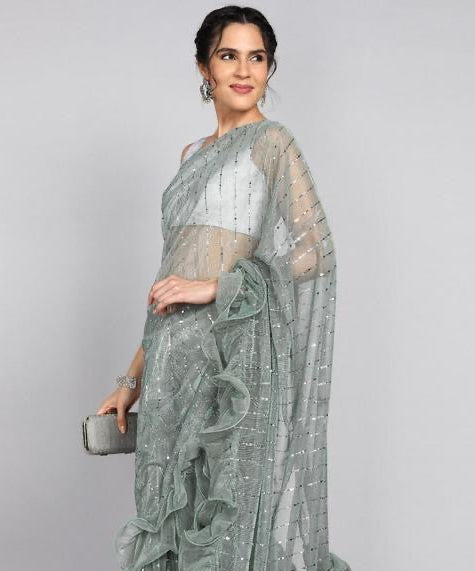 Frill Net Saree