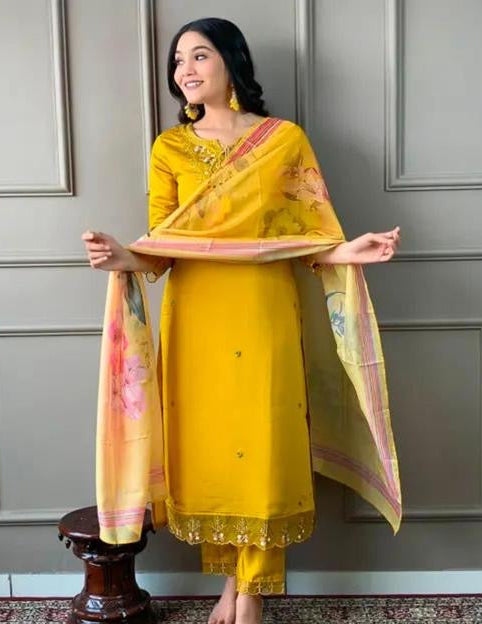 Floral Chanderi Silk Suit Set
