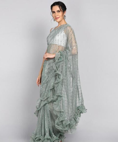 Frill Net Saree