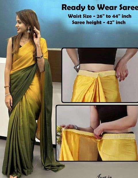 Ready to wear Dual Colour Satin Saree