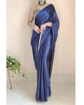 Blue Satin Saree