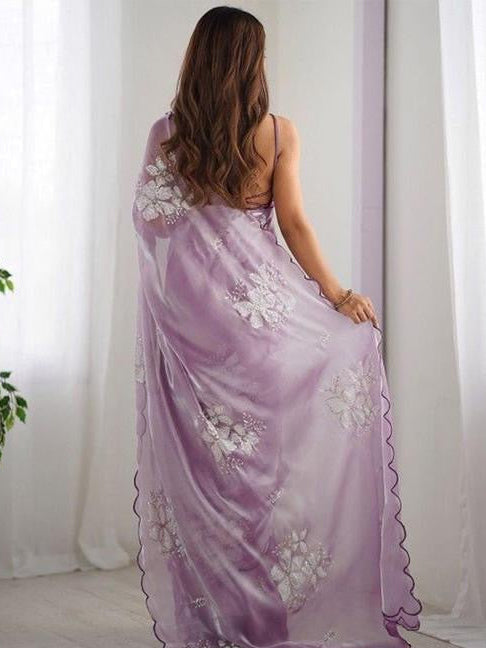 Floral Print Organza Saree