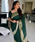 Green Polka Dot Silk Saree