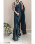 Dark Green Satin Saree