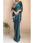 Teal Green Satin Saree