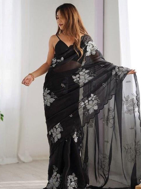 Floral Print Organza Saree