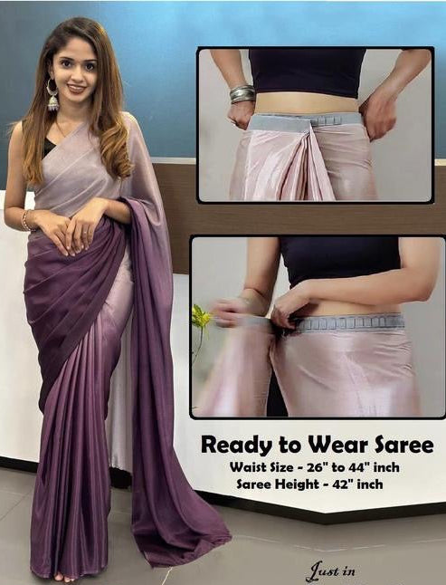 Ready to wear Dual Colour Satin Saree
