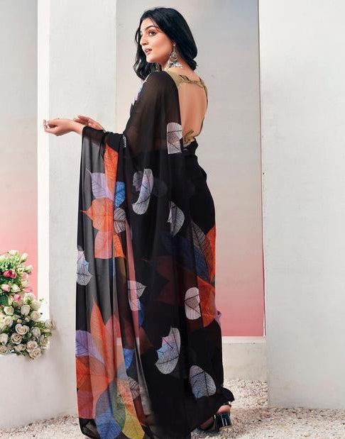 Black Ready To Wear Saree