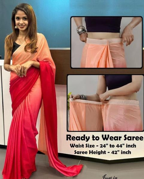 Ready to wear Dual Colour Satin Saree