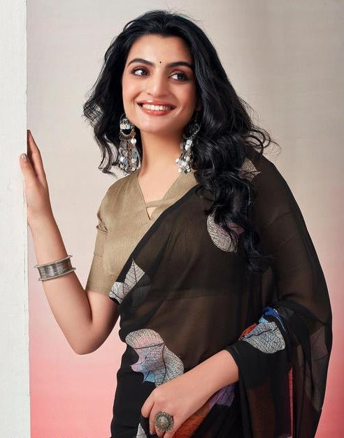 Black Ready To Wear Saree