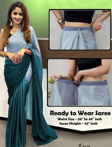 Ready to wear Dual Colour Satin Saree