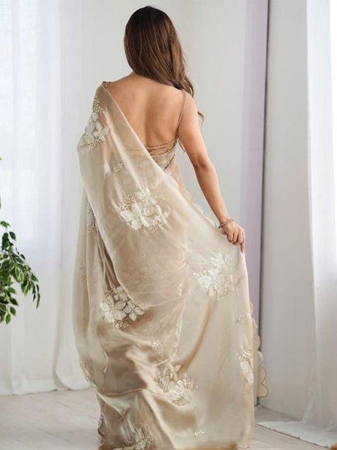 Floral Print Organza Saree