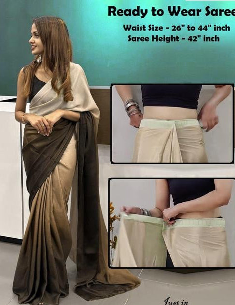Ready to wear Dual Colour Satin Saree